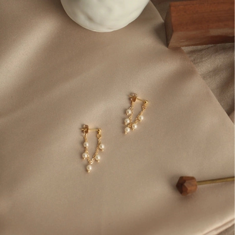 1 Pair Freshwater Pearl Solid Color Earrings