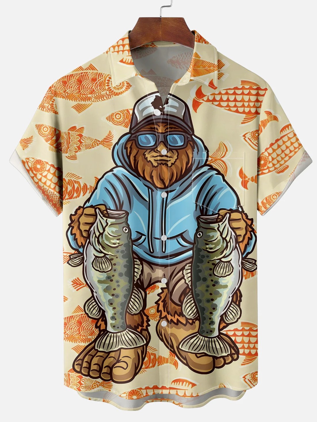 Men's casual comfortable fishing master printed shirt PLUSCLOTHESMAN