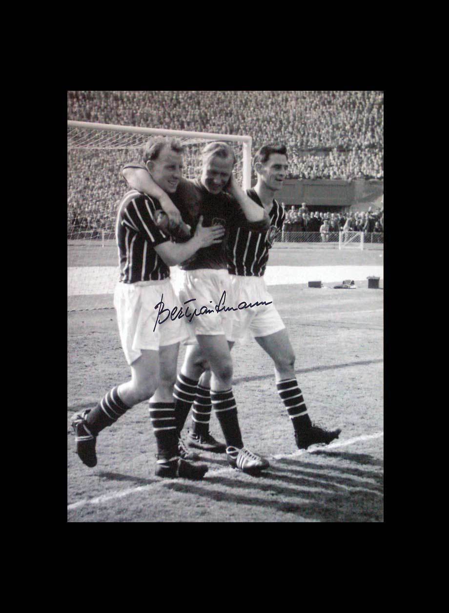 BERT TRAUTMANN SIGNED MANCHESTER CITY 1956 FA CUP FINAL 16x12