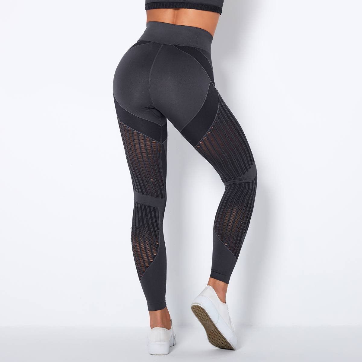 black ribbed split hem leggings details 