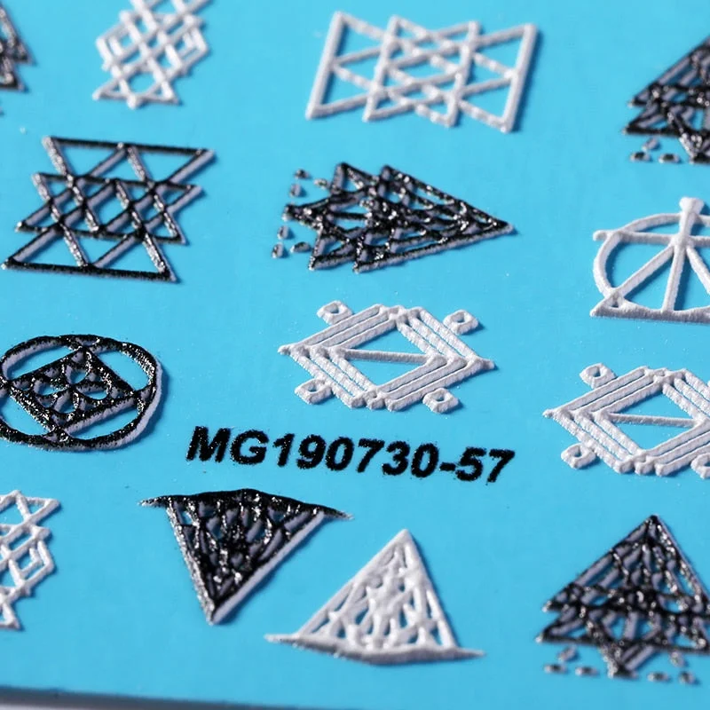 1PC Simple White Embossed Flower Lace 5D Sticker Three-dimensional Embossed Nail Art Decal Floral Butterfly Decoration