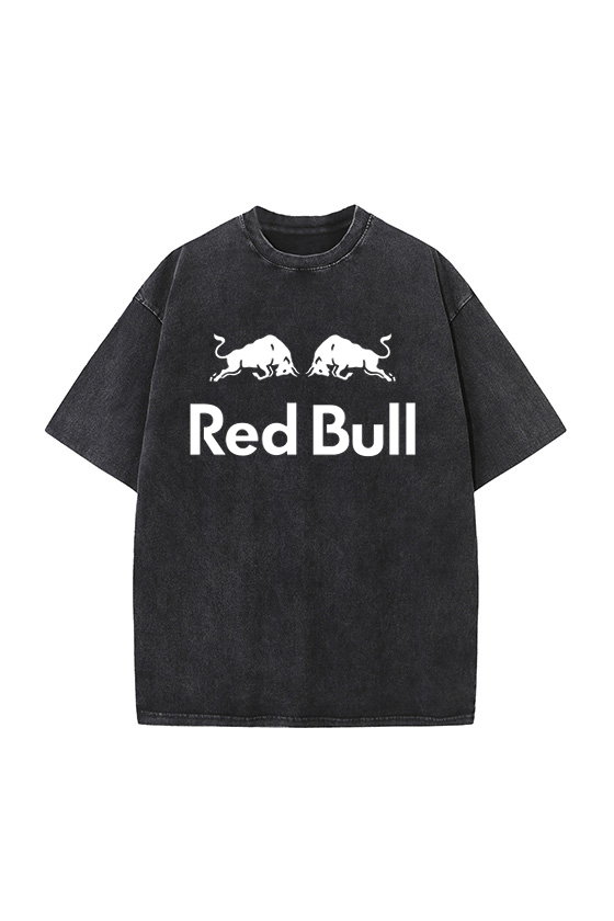 Red Bull Crew Neck Unisex Vintage Wash T-shirt / TECHWEAR CLUB / Techwear