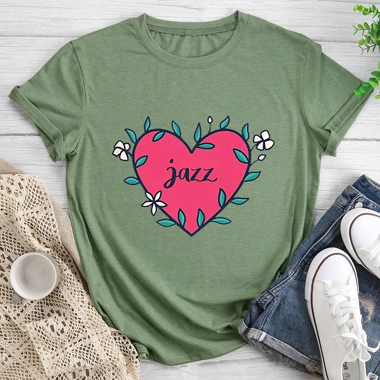 Jazz Heart  Round Neck T-shirt