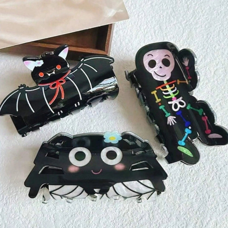 Halloween Hip-Hop Retro Funny Women’s Spider Bat Skull Arylic Hair Claws