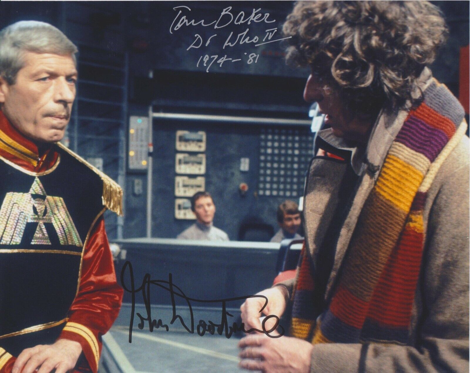 Tom Baker & John Woodvine Dr Who Original Autographed 8X10 Photo Poster painting