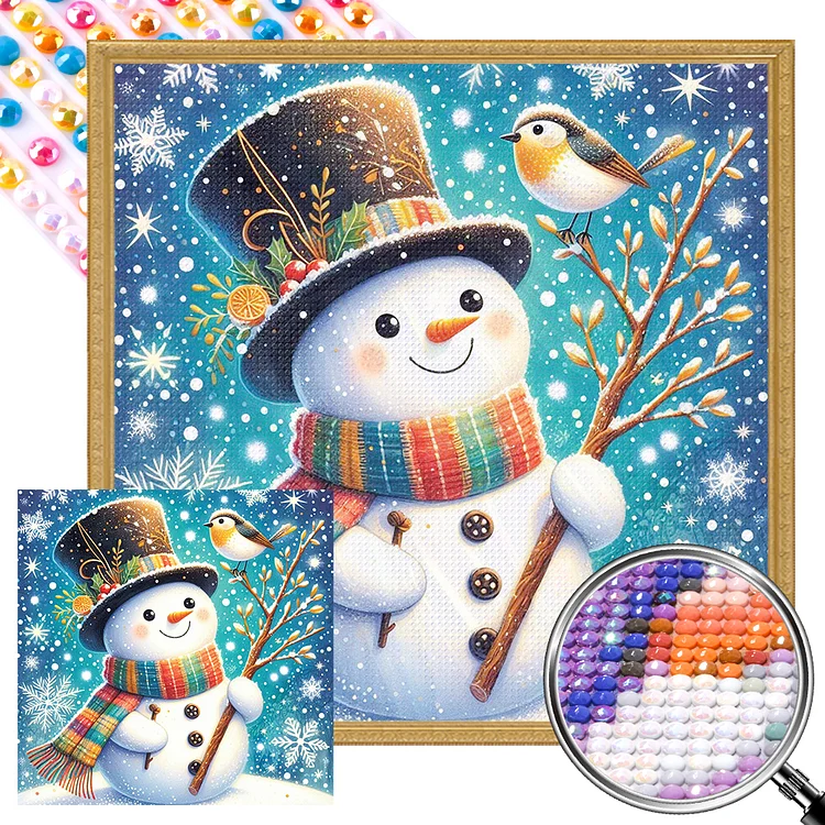 Snowman And Bird - AB Full Round Drill Diamond Painting - 40*40CM(Picture)