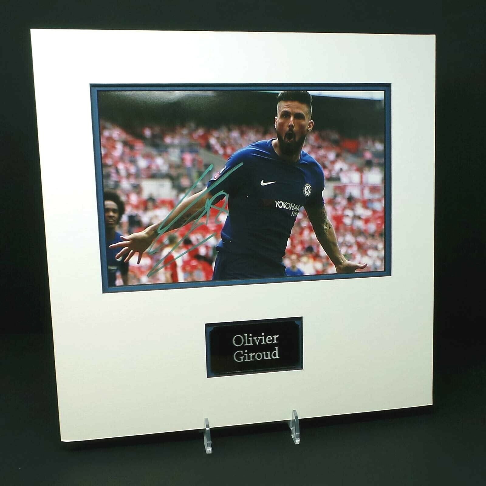 Olivier GIROUD Signed & Mounted Chelsea FC 12x8 Photo Poster painting Display AFTAL RD COA