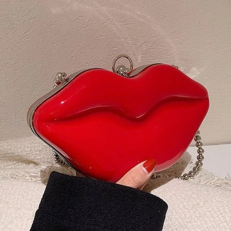 Women’s Small Arylic Mouth Streetwear Lip Shape Lock Clasp Shoulder Bag Crossbody Bag