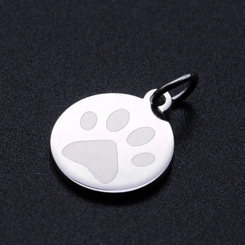 5 Pieces Stainless Steel 18K Gold Plated Round Paw Print