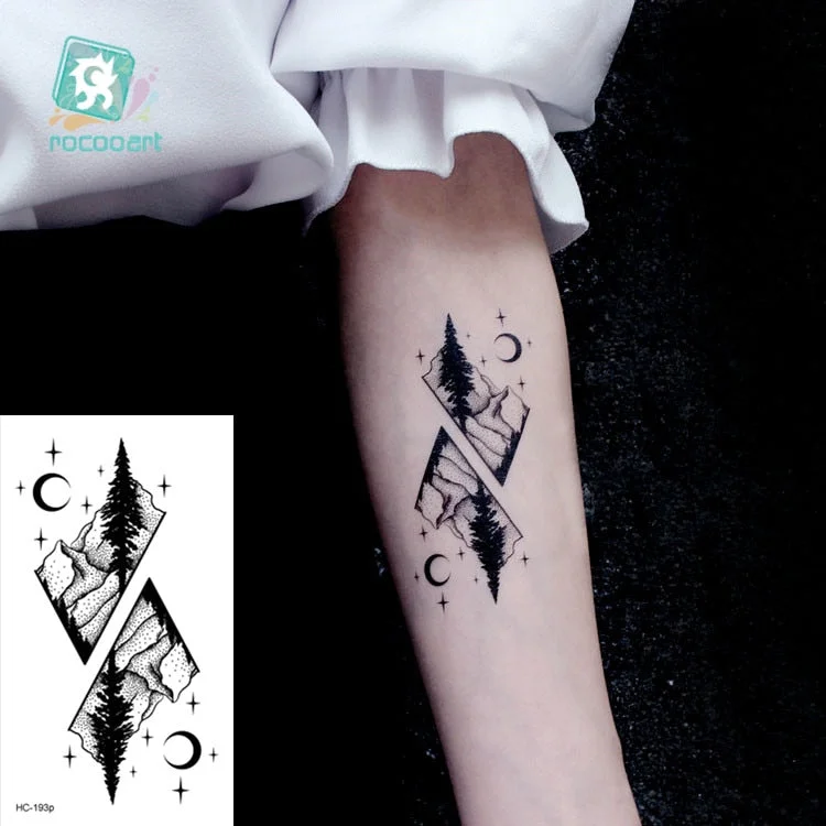 Small Temporary Tattoo Sticker G-dragon Same Black Smiling face Cat Star Pattern Water Transfer Body Art Fake Tatoo Women