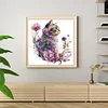 Flowers And Cat - 16CT Stamped Cross Stitch 40*40cm/15.75*15.75in