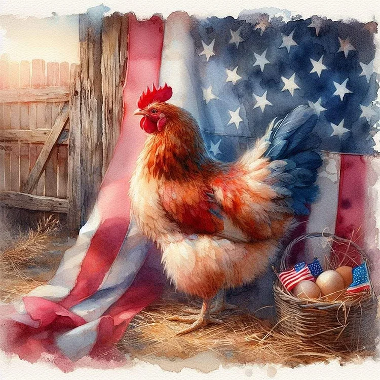 Independence Day Hen 30*30CM (Canvas) Full Round Drill Diamond Painting gbfke