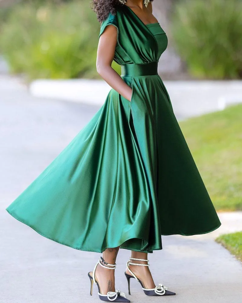 Emerald One Shoulder Dress