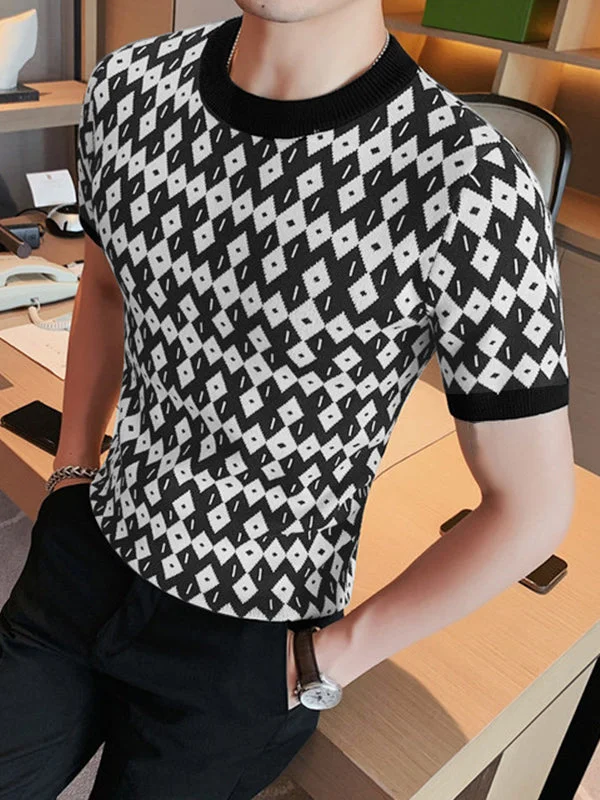 Aonga - Mens Japan Geo Pattern Short Sleeve T-shirt