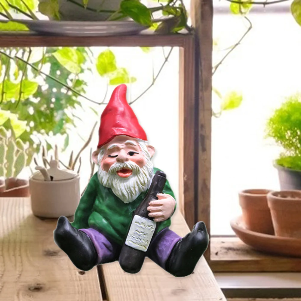 Mini Dwarf Gnome Statue Garden Ornament Resin Fairy Micro Landscape Elf (C)