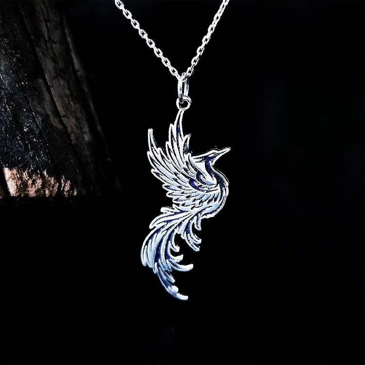 For Self - S925 The Fire Inside Me Burns Brighter Than The Fire Around Me fluttering phoenix Necklace