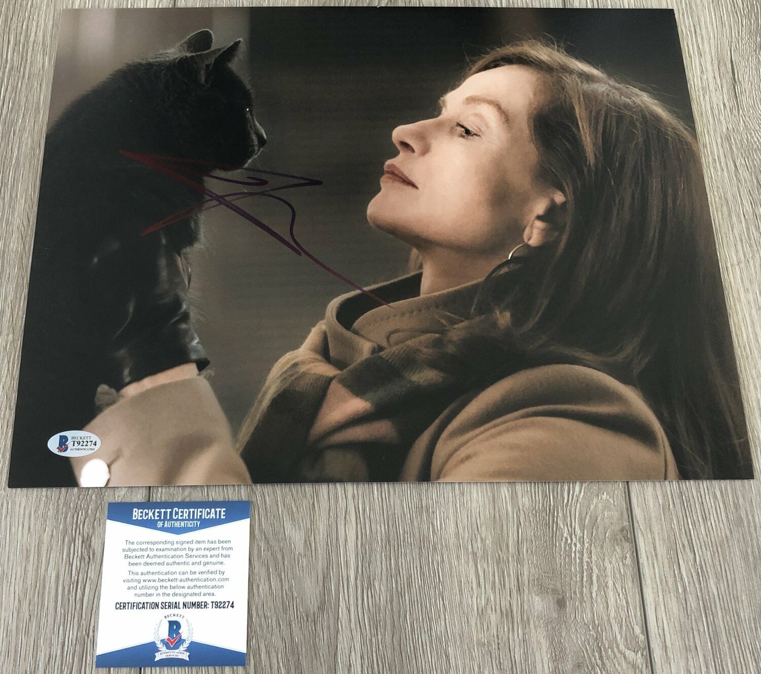 ISABELLE HUPPERT SIGNED AUTOGRAPH ELLE AMOUR 11x14 Photo Poster painting w/PROOF BECKETT BAS COA