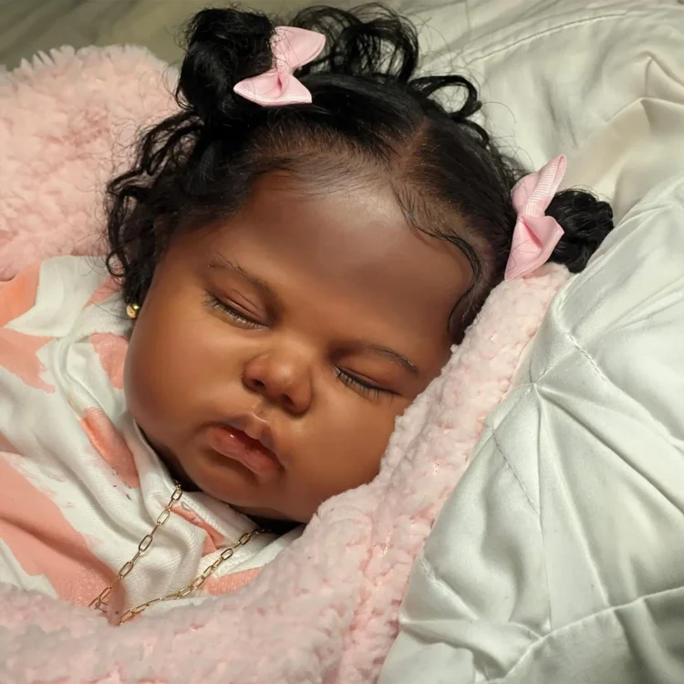 20" Handmade Lifelike Reborn African American Newborn Baby Eyes Closed Girl Nayyra with Heartbeat💖 & Sound🔊 Rebornartdoll® RSAW-Rebornartdoll®