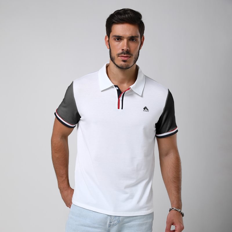 Men's Fashion Contrast Color Design Casual POLO Shirts Short Sleeves