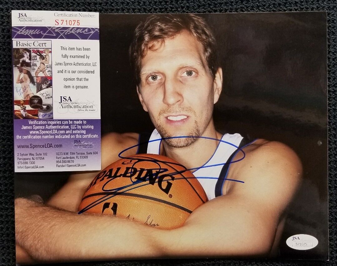 DIRK NOWITZKI Signed Autographed Dallas Mavericks 8x10 Photo Poster painting. JSA