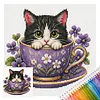 Stamped Cross Stitch Kit for Adults Cherry Blossom Flower Cup Cat 14CT 30x30cm tapestrymarket