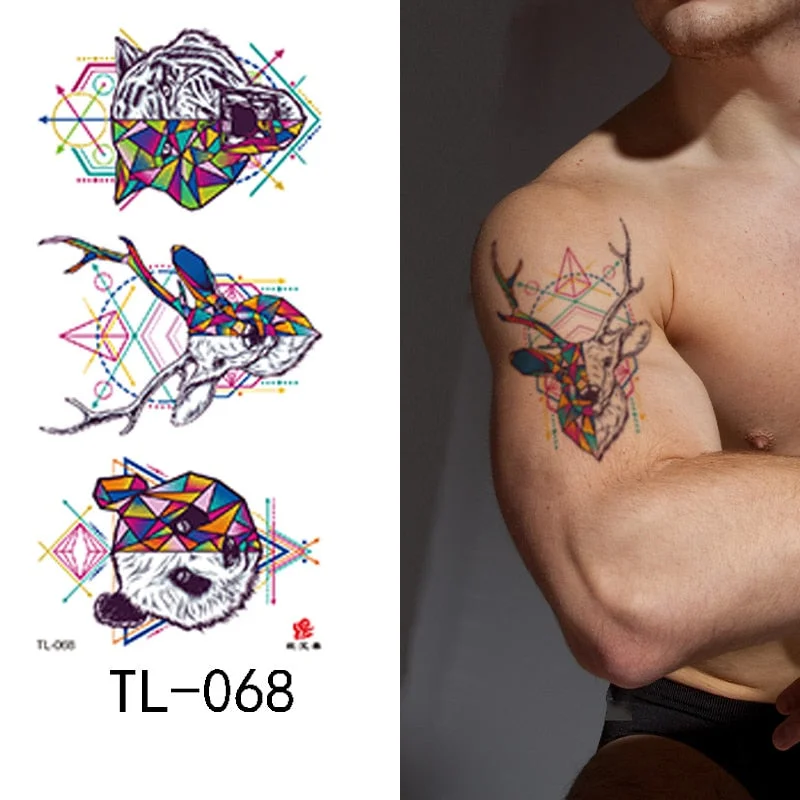 Flower arm waterproof tattoo stickers half arm painted animal durable waterproof European and American temporary tattoo stickers