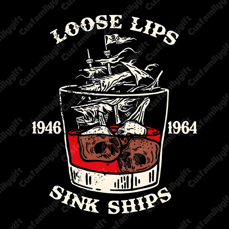Gen X Personality Customize Year Loose Lips Sink Ships T-shirt 100% Cotton Sweatshirt
