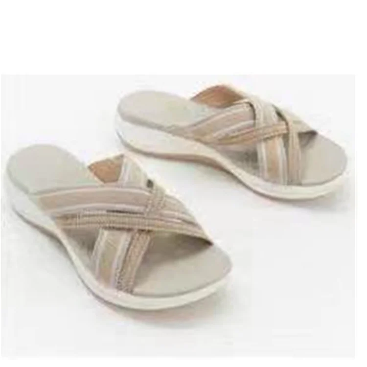 Churchf Churchf New Style Slippers Female Flat Bottom Slope With Fish Mouth Fly Weave Cross Cool Drag Female Slippers Female