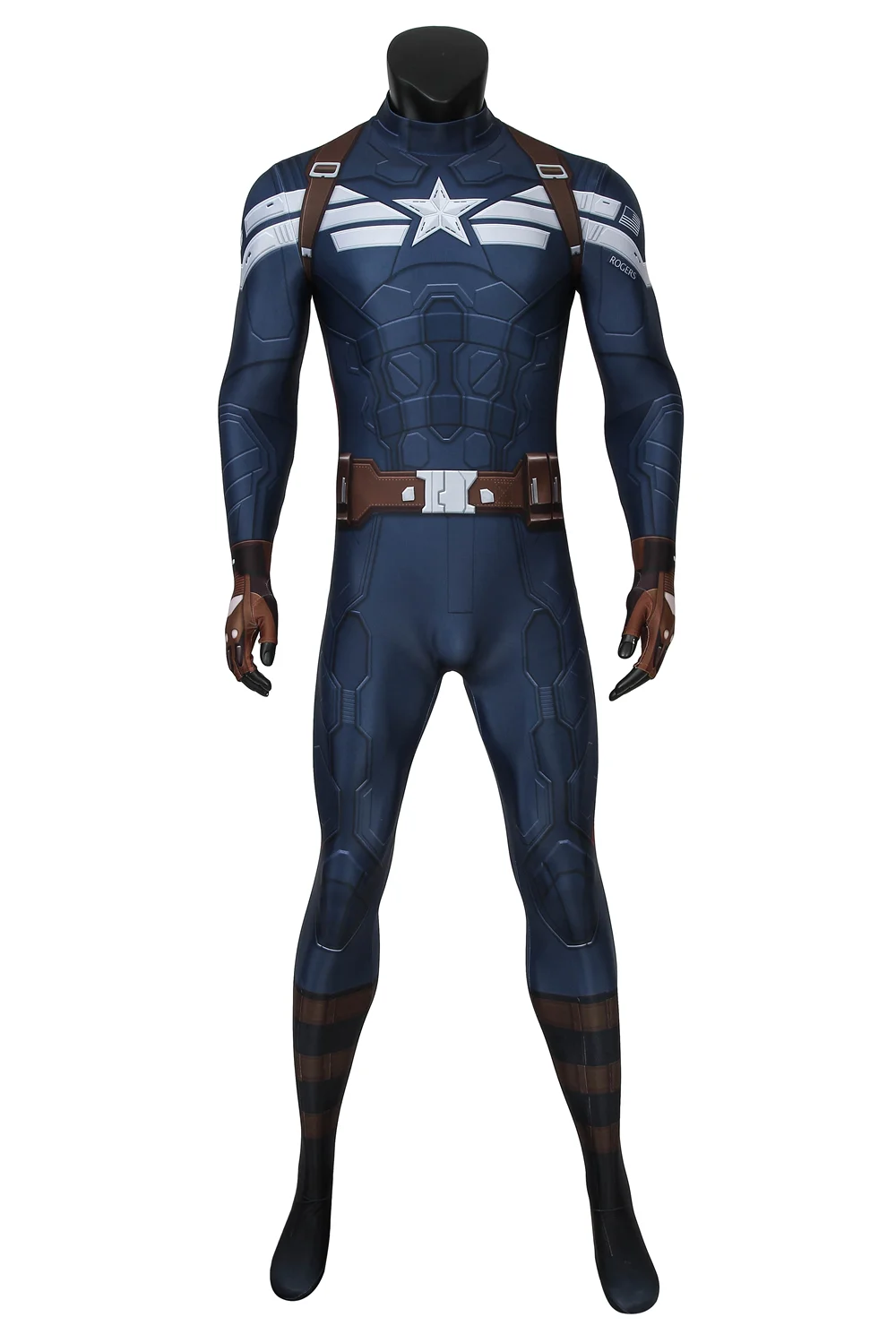 Captain America: The Winter Soldier Captain America Steve Rogers Zentai Jumpsui Costume