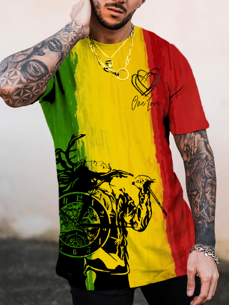 Comstylish Reggae One Love Print Casual Shirt