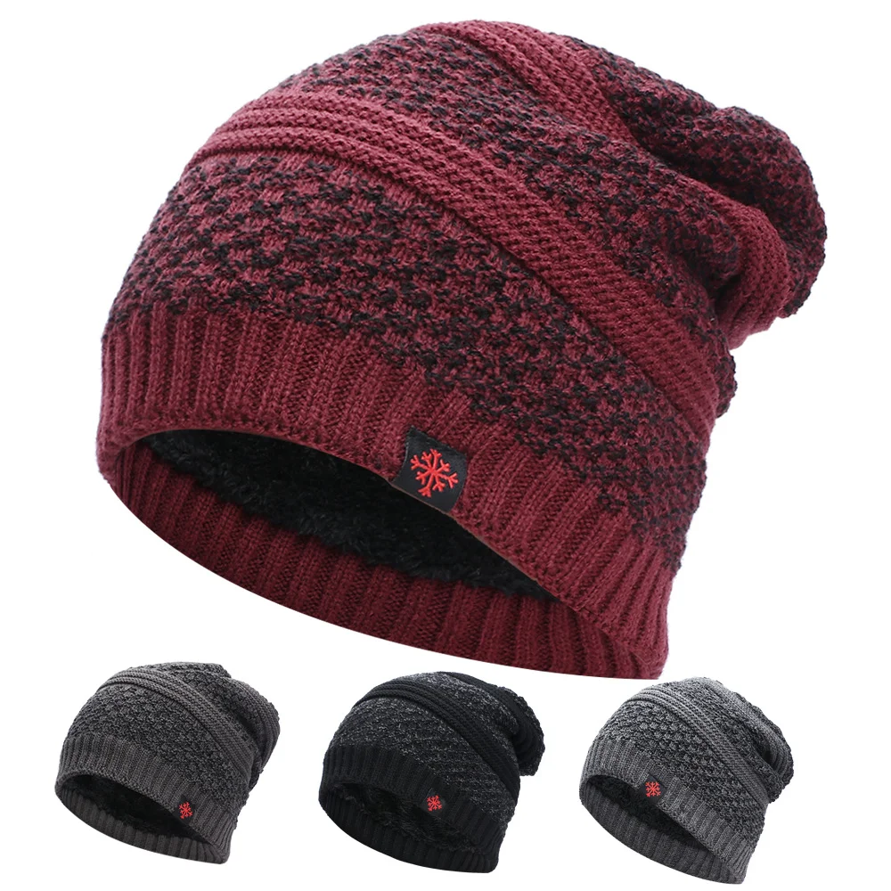 Men's thick woolen hat outdoor warm knitted cotton earmuffs hood ski hat / [viawink] /