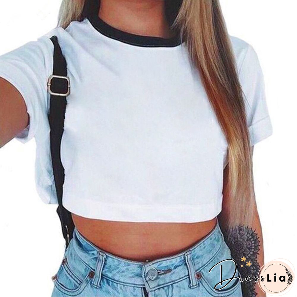 Summer Fashion Punk Tshirt Harajuku Gothic Sexy Crop Top Women Shirt Funny Hip Hop O-Neck