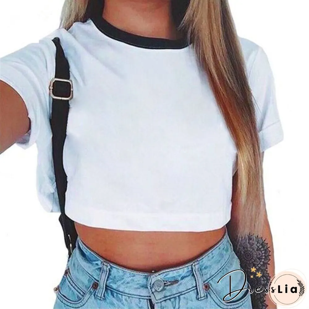 Summer Fashion Punk Tshirt Harajuku Gothic Sexy Crop Top Women Shirt Funny Hip Hop O-Neck