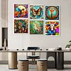 6pcs Diamond Painting -DIY Round Drill Glass Animal