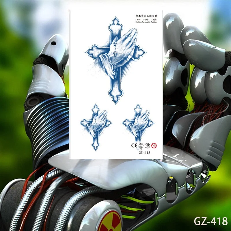 Temporary Waterproof Tattoos Stickers Christian Buddhism Taoism Pray Juice Ink Lasting Men Women Chest Body Arm Fake Tatoo DIY