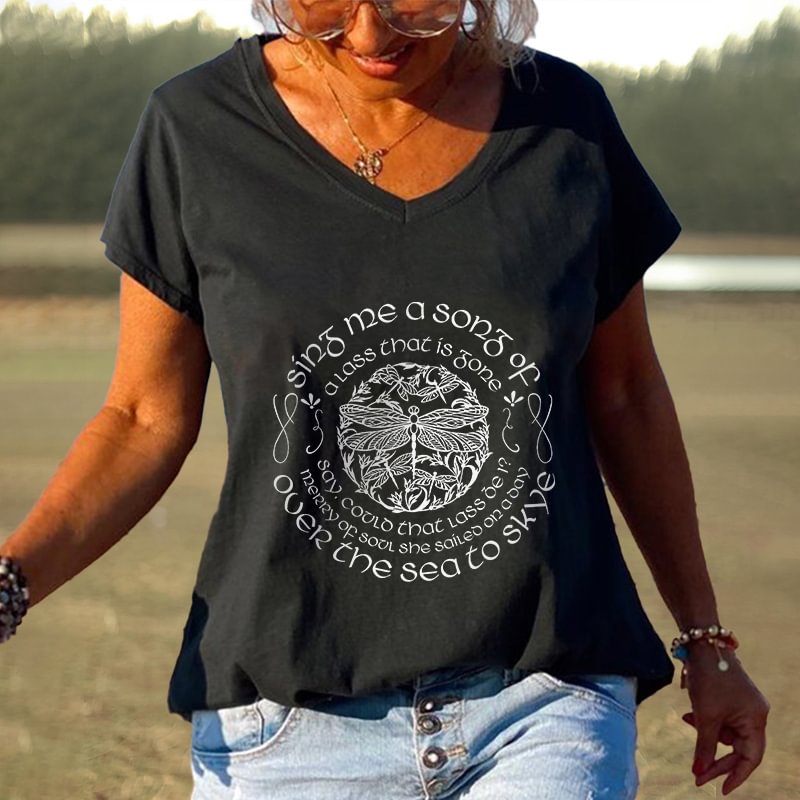 Sing Me A Song Of Over The Sea To Skye Printed Dragonflies Women's Tees