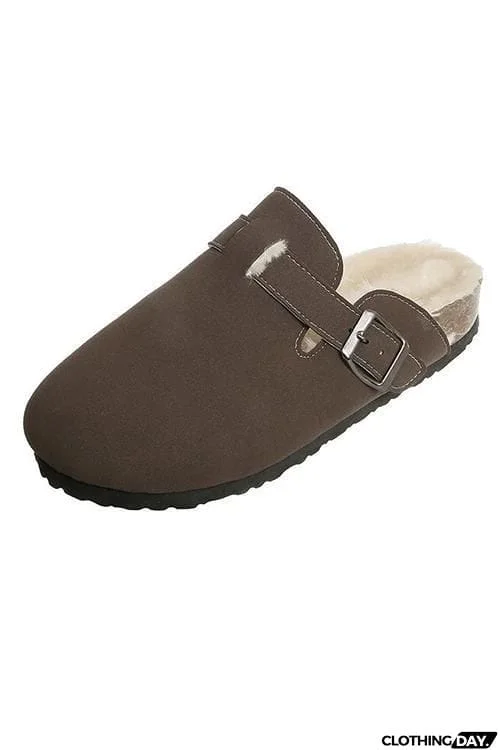 Shearling Suede Clogs Mules
