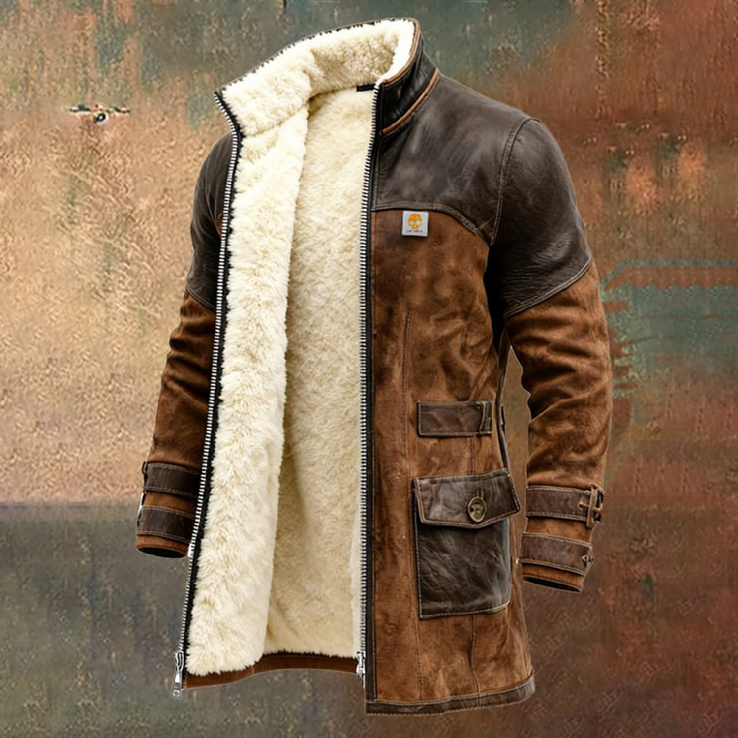 Outdoor Retro Casual Contrast Color Workwear Jacket