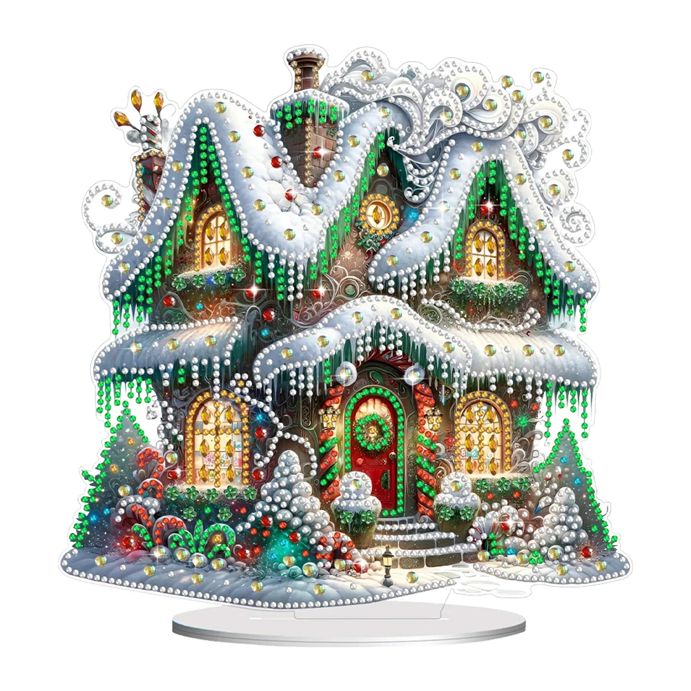 DIY Christmas House Diamond Painting Desktop Ornaments Kit Table Decor