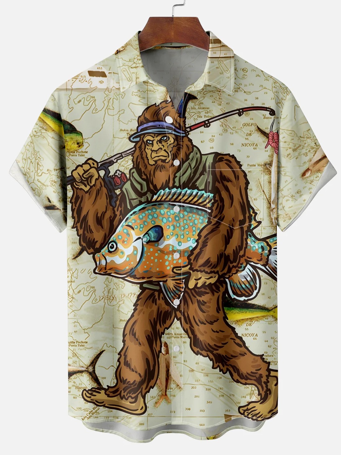 Men's comfortable fishing master print shirt PLUSCLOTHESMAN
