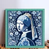 Blue And White Porcelain-Pearl Earring Girl-14CT Stamped Cross Stitch 40*40cm/15.75*15.75in