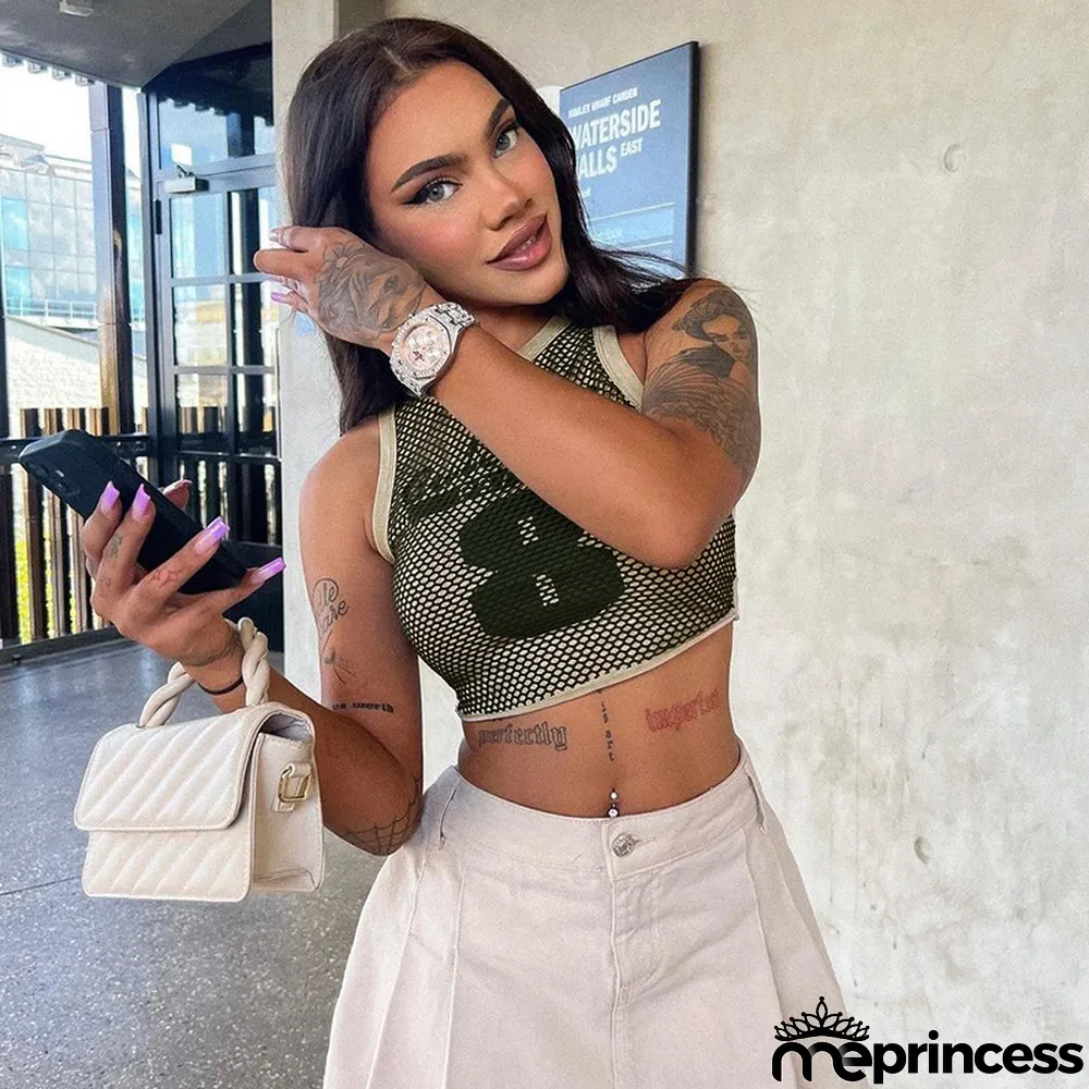 Trendy All-match Slim Grid Print Tank Top