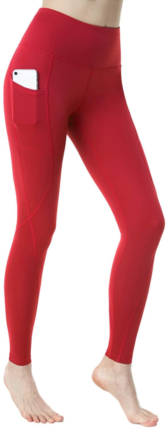 Tummy Control Yoga Leggings, Non See-Through 4 Way Stretch Workout Running Tights High Waist Yoga Pants with Pockets