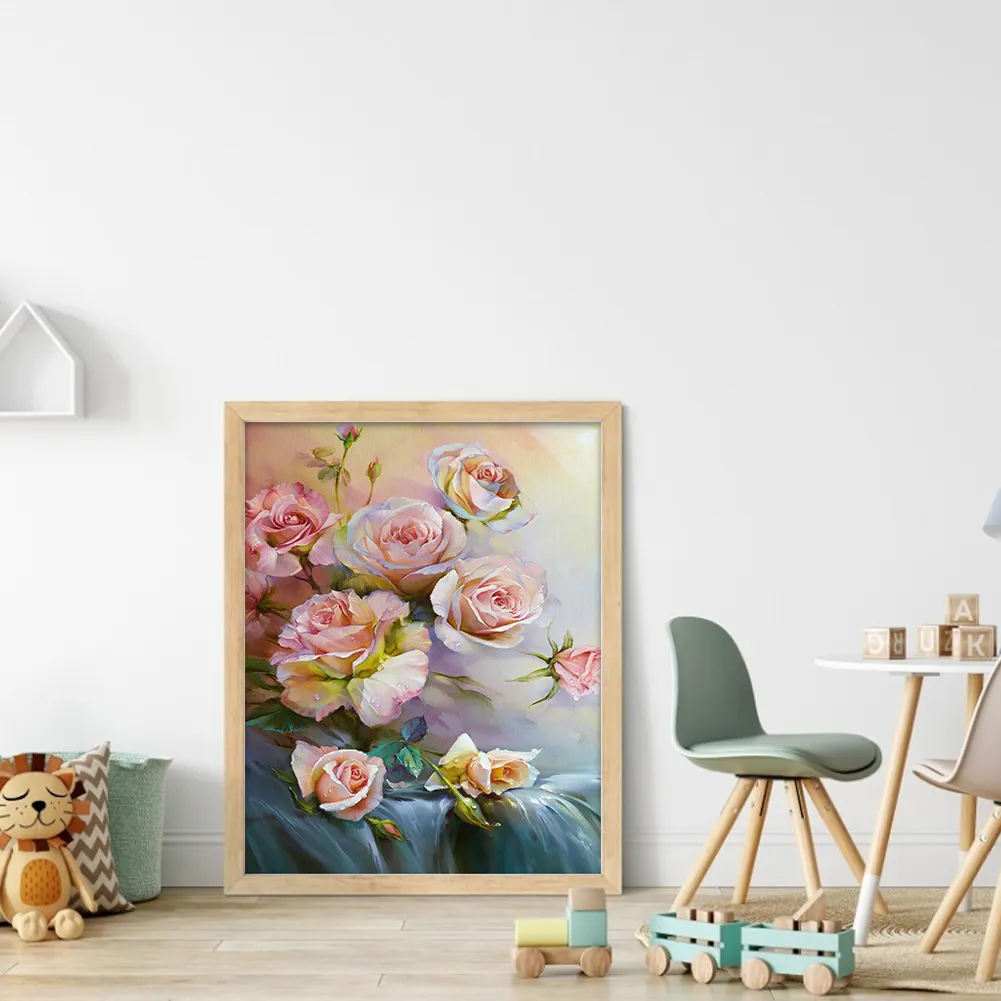 DIY Stamped Cross Stitch 11CT Full Embroidery 40*50cm - Pink Roses