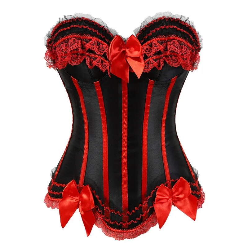 Uaang sexy ladies corset with zipper vintage style overbust corsets and bustiers floral lace top lingerie adjustable fashion