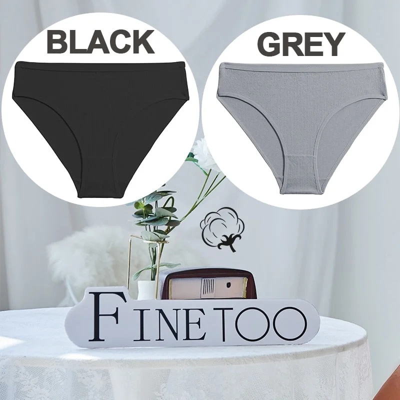 FINETOO 1/2PCS Sexy Panties Women Underwear Cotton Panties Female Underpants Solid Color Soft Woman Briefs M-XL Pantys Lingerie