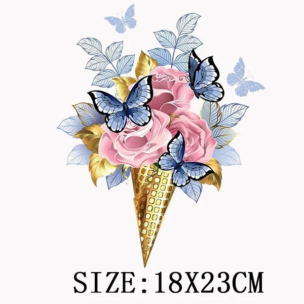 Beautiful Flowers Thermal Sticker On T-shirt DIY Washable Iron On Transfer For Clothing Funny Design Patches On Clothes Applique
