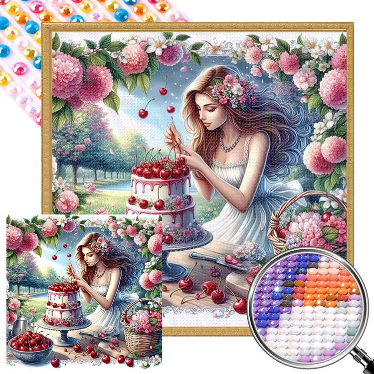 Partial AB Drill - Full Round Diamond Painting - Cooking Woman 40*40CM