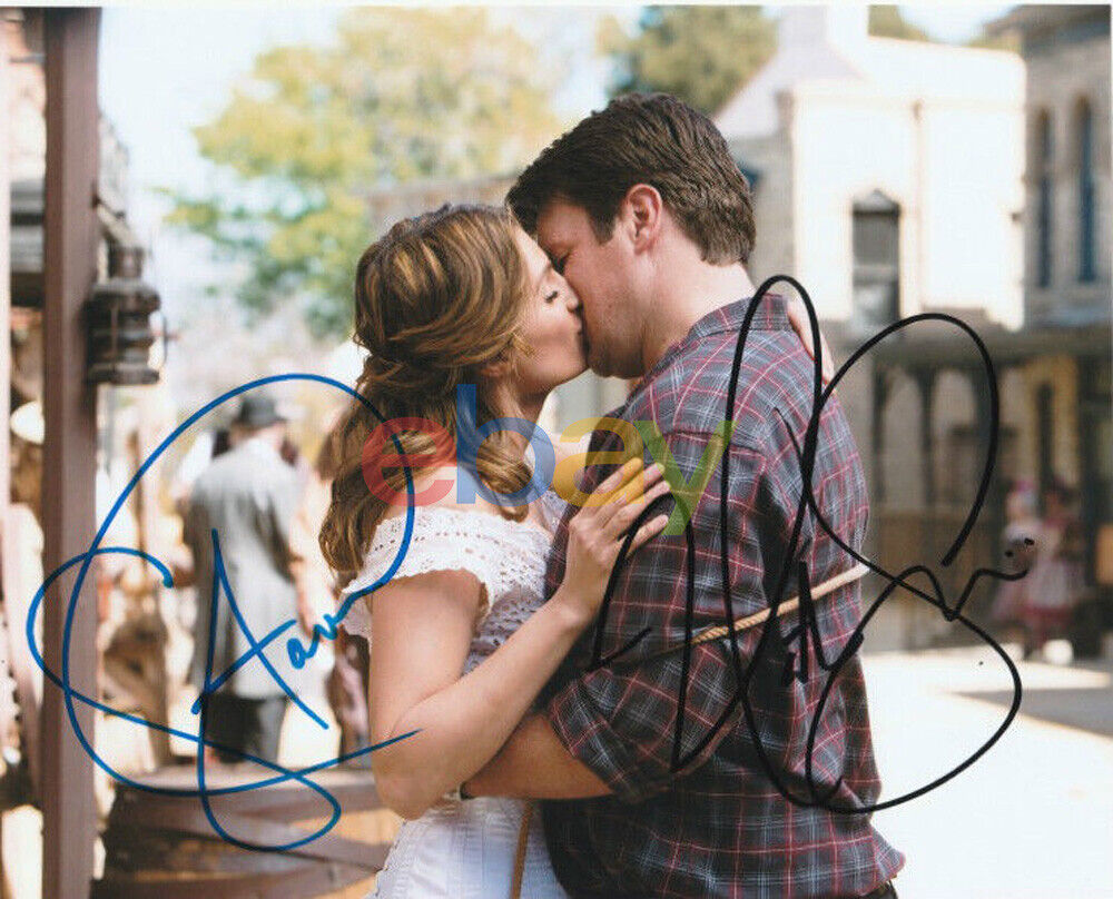 Stana Katic & Nathan Fillion Castle Signed 8x10 Photo Poster painting reprint