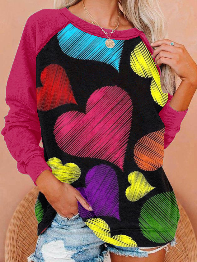 Women Long Sleeve V-neck Graphic Floral Printed Top